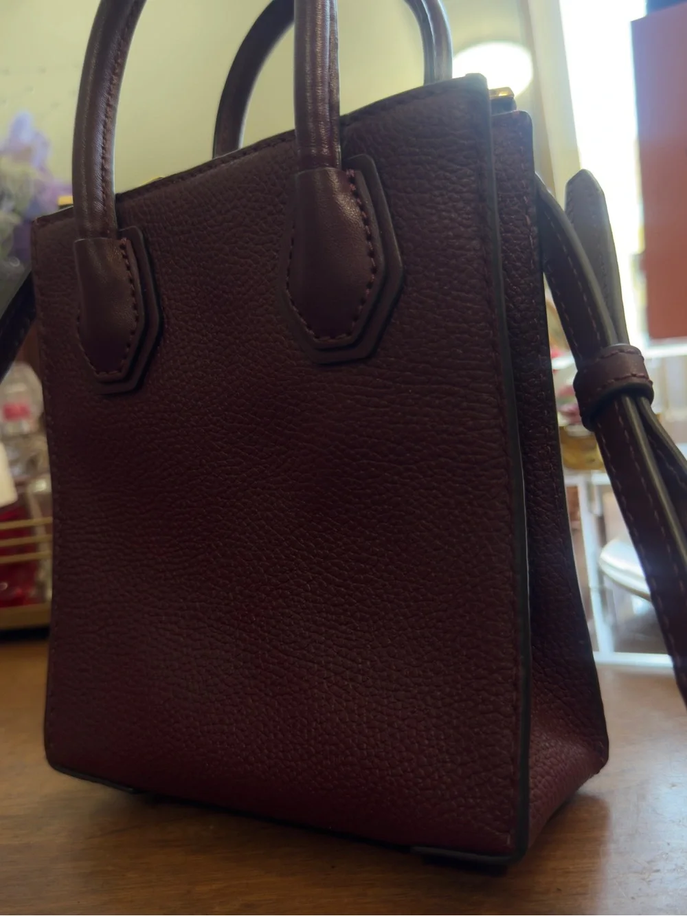 Michael Kors Mini Bag in Deep Burgundy with Gold Hardware